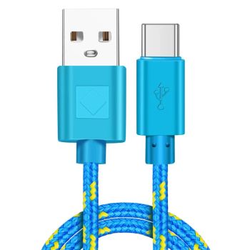 Cable de datos trenzado de nailon USB-A a Tipo C para carga rápida transmisión de datos núcleo de cobre 1M/2M largo para