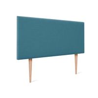 cabecero de lino natural liso 105x105cm con patas camas 105 - turquesa