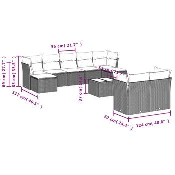 Conjunto De Sofás Para Exteriores (combinación De 10 Piezas, Material De Mimbre Artificial Gris)
