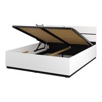 cama havana 160x200 cm blanca y negra con arcon r diseno moderno y almacenamiento integrado
