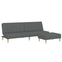 sofa cama de 2 plazas con taburete tela gris oscuro