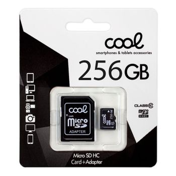 Cool Tarjeta de Memoria Micro SD 256GB Clase 10 + Adaptador