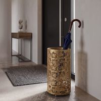 paraguero con tallado de flores en metal dorado o cm 24x42