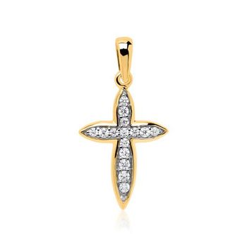 8 quilates colgante cruz de oro con circonitas engastadas