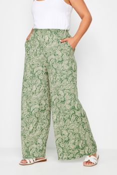 Yours Pantalones Anchos Verdes Cachemira, Mujer Curvy Y Tallas Grandes, Yours