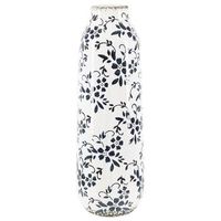 florero blanco y azul gres estampado de flores 35 cm impermeable mulai