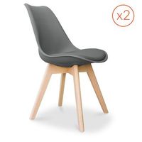 lote de 2 sillas denisse con cojin diseno escandinavo - mate gris oscuro