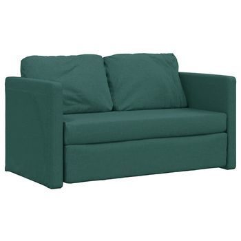 Sofá Cama | Sofá Convertible De Suelo 2 En 1 Tela Verde Oscuro 112x174x55 Cm