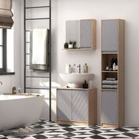 mueble para debajo del lavabo de melamina homcom 60x30x598 cm roble