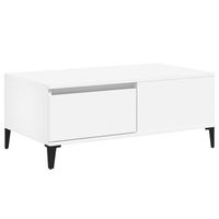 mesa de centro 50x90x365 cm madera y metal trabajados - blanco