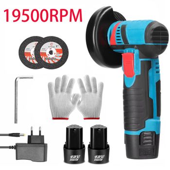 Mini Amoladora Angular de Iones de Litio de 12 V, Herramienta de Pulido y Corte con Velocidad de Corte de 19500 RPM, Protector de Seguridad con Bloqueo, Herramienta de Corte y Pulido de Metal y Madera