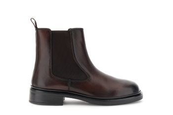 botines de piel con elástico dark brown