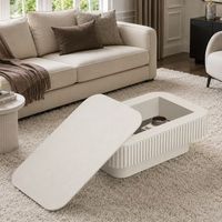 mesa de centro rectangular de 98 cm con almacenaje oculto y panel estriado