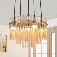 lampara colgante moderna dorada nettlife lampara colgante de cristal de 5 luces con casquillo e14 redonda o 40 cm para cocina sin bombillas