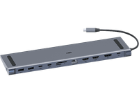 docking station - isy ido-1100 entradas usb a c hdmi audio 35mm sd y microsd carga hasta 100w gris
