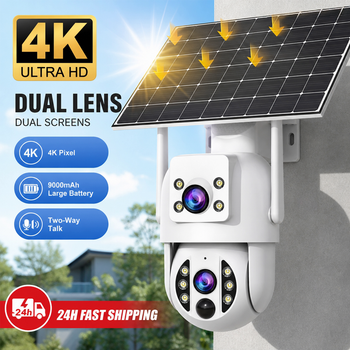 Cámara de Vigilancia WiFi JOOAN 4K 10MP, Cámara CCTV Solar para Exteriores con Panel Solar, Lente Dual, PTZ, Cámara IP, Protección de Seguridad
