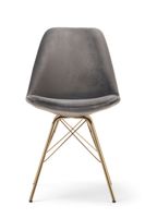 celine grey velvet gold leg dining chairs - grey