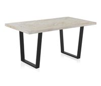 mesa de comedor 160x90 madera de mango patinada blanca patas de metal
