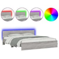 estructura de cama cabecero y luces led gris sonoma 180x200 cm vidaxl