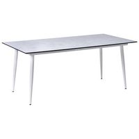 mesa de comedor de jardin con tablero de hpl y estructura de aluminio resistente a los rayos uv agua oxido blanco con tablero gris claro tolentino