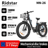 bicicleta electrica ridstar mn-26 para ciudad motor de 1500w bateria de 48v20ah neumaticos gruesos de 2640 pulgadas para adultos