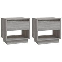 pack 2 uds mesitas noche  mesa auxiliar  mesilla madera ingenieria gris sonoma 45x34x44 cm