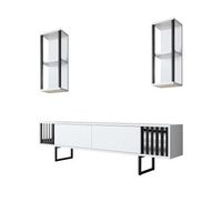 mueble tv con estante chrome line blanco negro