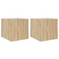 2 uds muebles tv pared  mueble de salon  armario tv luces led roble sonoma 305x35x30 cm