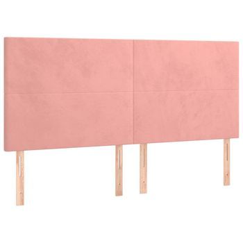 Cabeceros 4 Unidades De Terciopelo Rosa 100x5x78/88 Cm