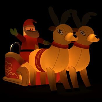 Papá Noel Y Renos De Navidad Inflables Con Led 130 Cm Vidaxl