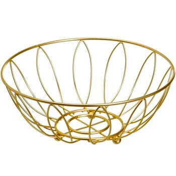 Frutero de pétalos de metal dorado 26x11cm