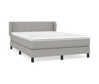 cama box spring con colchon tela gris claro 140x190 cm liso con clavos
