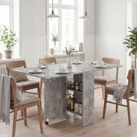 mesa plegable de comedor de melamina homcom 75x140x74 cm gris cemento