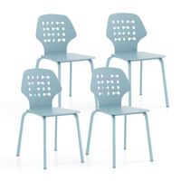 costway juego de 4 sillas de comedor de metal modernas sillas de cocina con respaldo hueco y patas de metal silla de invitados sin brazos