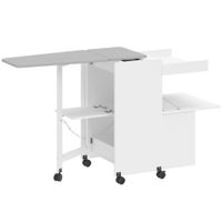 homcom mueble para planchar tabla de planchar plegable con ruedas con puertas de apertura por presion bisagras de cierre suave blanco   aosom espana