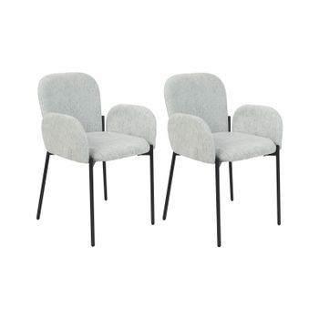Conjunto De 2 Sillas De Comedor Retro Vintage Tejido Tapizado De Poliéster Con Reposabrazos Verde Menta Albee