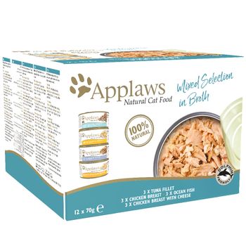 Applaws Cat Food Cans 70g - Tuna / Fish in Broth - Mixed Pack: Mixed Selection in Broth 12 x 70g