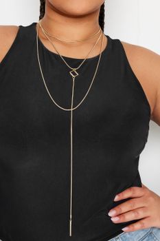 Collar Corbata Dorado Multicapa