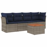 set de sofas de jardin 5 piezas  mueble de jardin con cojines ratan sintetico gris