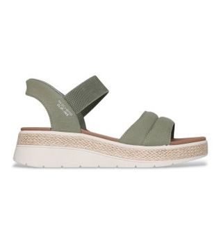 Skechers para mujer. 114413 Sandalias Slip-ins Bobs Sun Ray verde oliva (40), Plano, 3 a 5cm, Ninguno, Casual