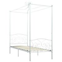 cama individual  cama para adulto  estructura de cama con dosel metal blanco 100x200 cm