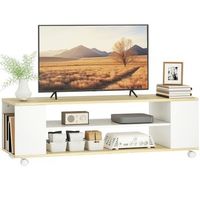 mueble tv con ruedas madera zmh 120cm blanco natural - hasta 55 pulgadas