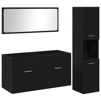 Juego De Muebles De Baño 3 Uds. Roble Negro 90 X 38,5 X 46 Cm Vidaxl