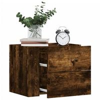 set de 2 mesitas de noche de pared - mueble para dormitorio - madera - roble ahumado 45x30x35cm
