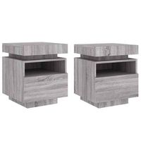 pack 2 uds mesitas de noche  mesilla de noche con luces led gris sonoma 40x39x485 cm
