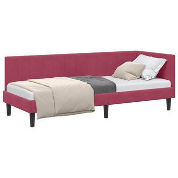 Cama Individual | Cama Para Adulto | Estructura De Cama En Esquina Rojo Vino 80 Cm X 200 Cm