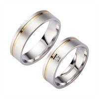 alianzas oro amarillo y blanco con diamante ancho 6 mm