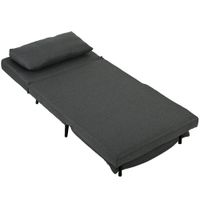 homcom sillon cama sillon abatible 3 en 1 con tejido efecto lino y respaldo regulable muelles en s patas metalicas gris oscuro   aosom espana