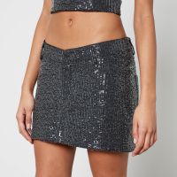 rotate birger christensen sequinned denim mini skirt - dk 32uk 6