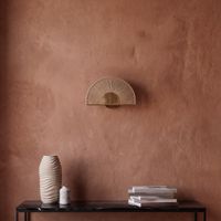 aplique de pared de acero dorado y sisal 28x16 cm